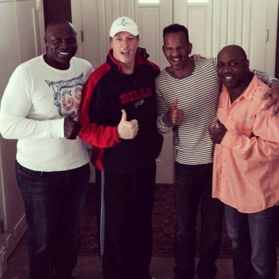 Bruce Smith, Andre Reed, and Thurman Thomas as they visited Jim Kelly at the start of his battle with cancer.